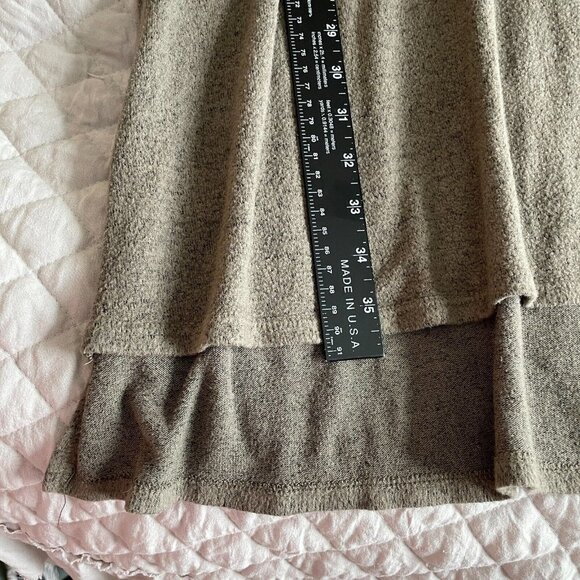 Cupio Sweater Dress Women Sz M Green Mock Neck Stretch Comfort Minimal Midi Slit - Picture 8 of 10